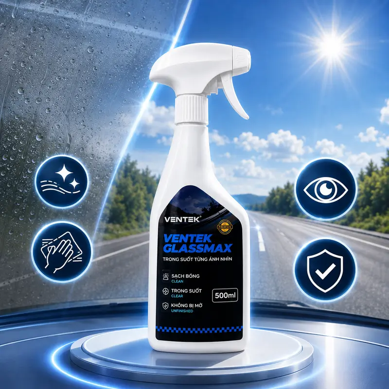 Nước lau kính ô tô không vệt Ventek GlassMax 500ml | TRONG SUỐT