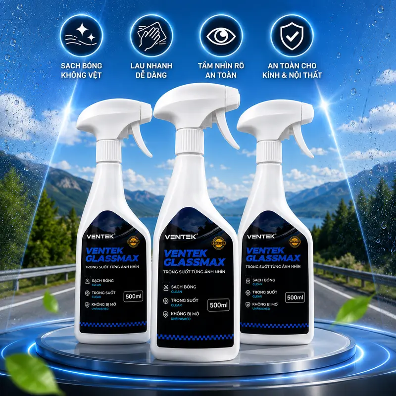 Nước lau kính ô tô không vệt Ventek GlassMax 500ml | TRONG SUỐT - Ảnh 9