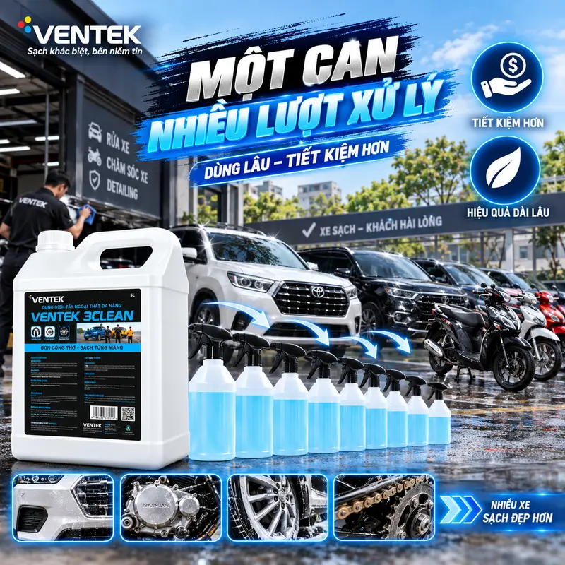 Dung dịch tẩy đa năng VENTEK 3CLEAN 5L 20L