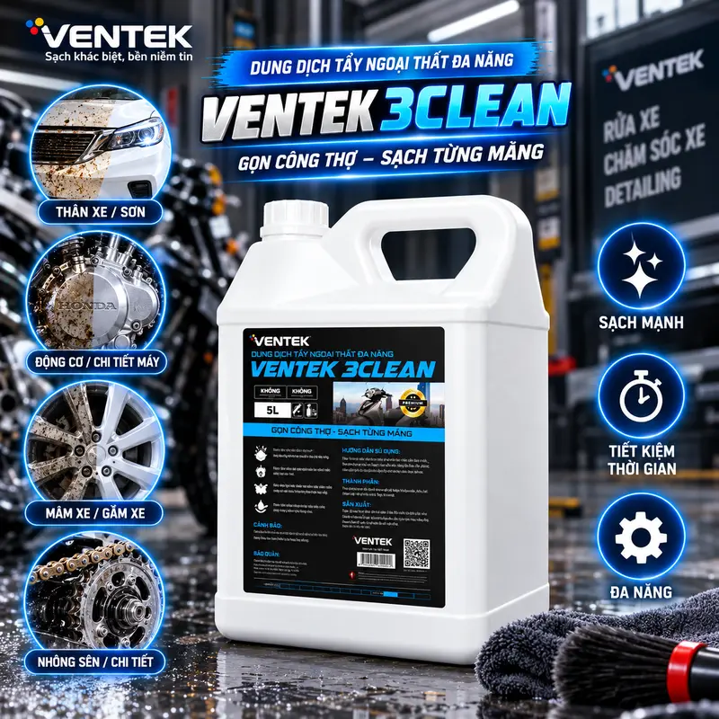 Dung dịch tẩy đa năng VENTEK 3CLEAN 5L 20L